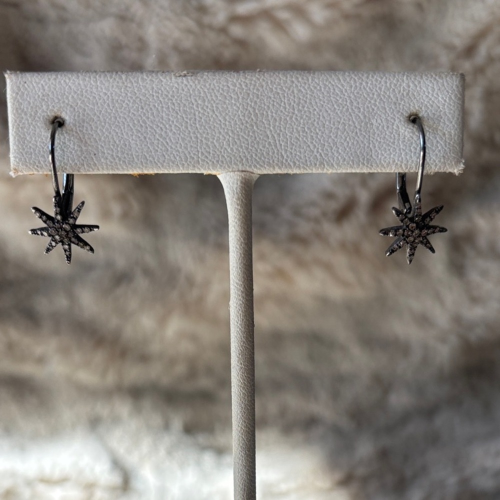 Elegant Starburst Earrings in Gunmetal